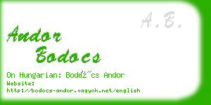 andor bodocs business card